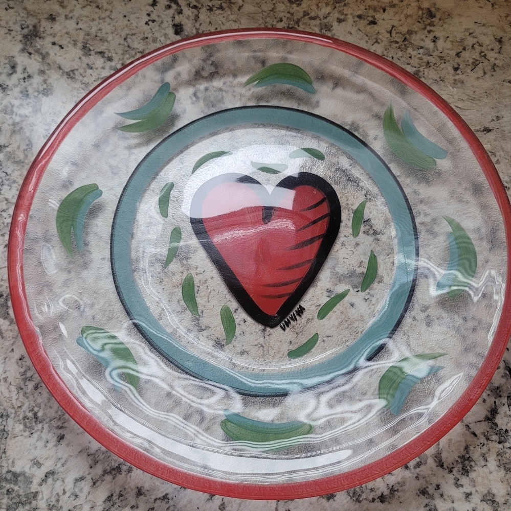 Ulrika Hydman-Vallian for Kosta Boda Hand Painted Heart Platter